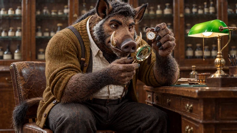 A Photorealistic Adult Male Anthropomorphic Wild Boar Pawnbr...