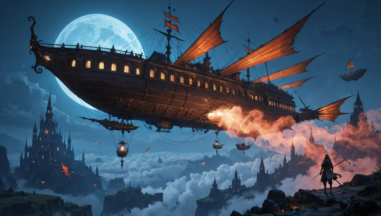 A Haunting And Eerie Biomechanical Airship Floating Hi On Th...