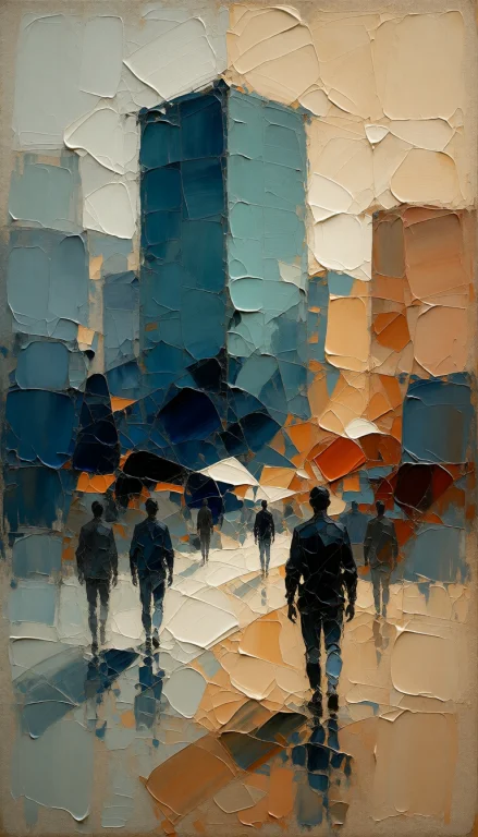 An Abstract Expressionist Oil Painting On Canvas Depicting A...