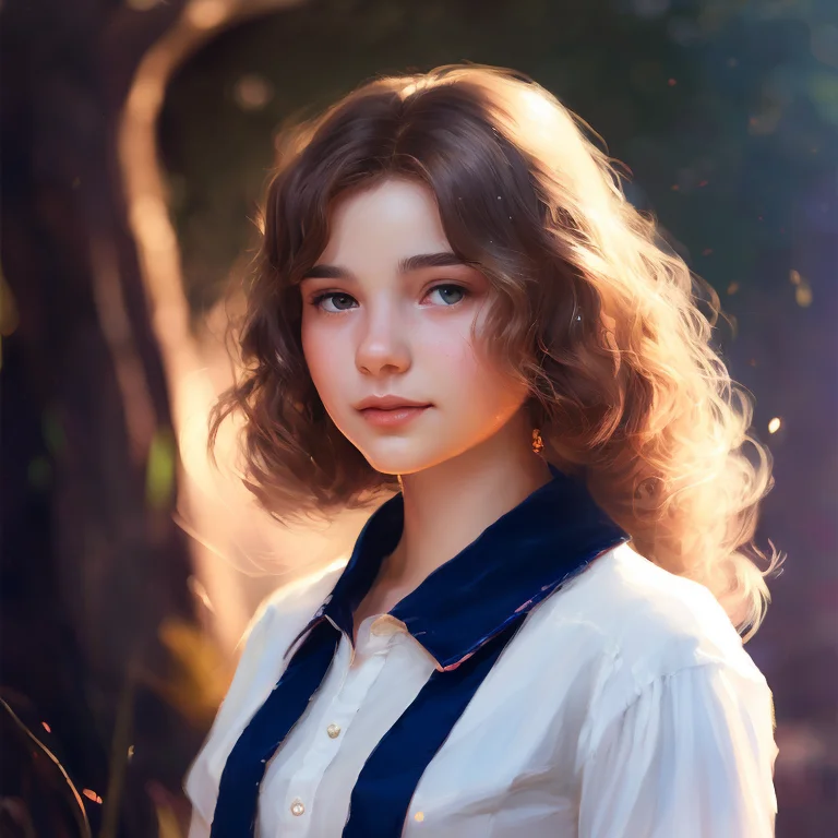 Portrait Of A Innocent Young Teen Girl, Dark Magical School...