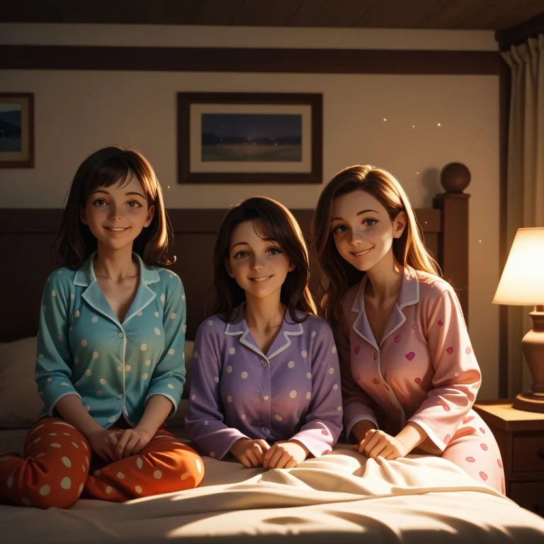 Score9, Score8up, 3girls, 20 Years Old, Messy Bedroom, Large...