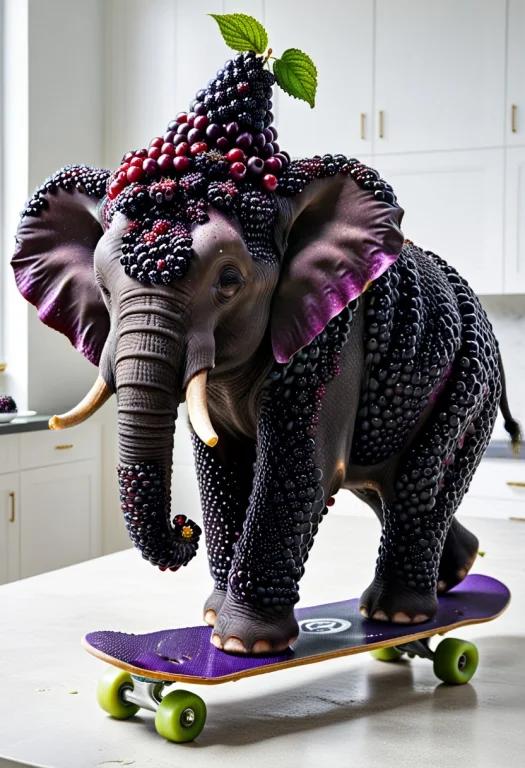 Blackberry Clusters, Cute Elephant Formed Entirely From Dens...