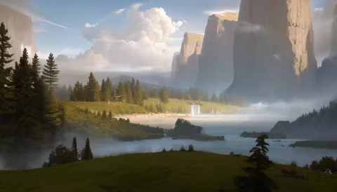 Conceptart, Scenery,cloud, Mountain, Sky, Nature, Waterfall,... — Stable Diffusion AI Prompt: ConceptArt, scenery,cloud, mountain, sky, nature, waterfall, water, tree, landsc...
