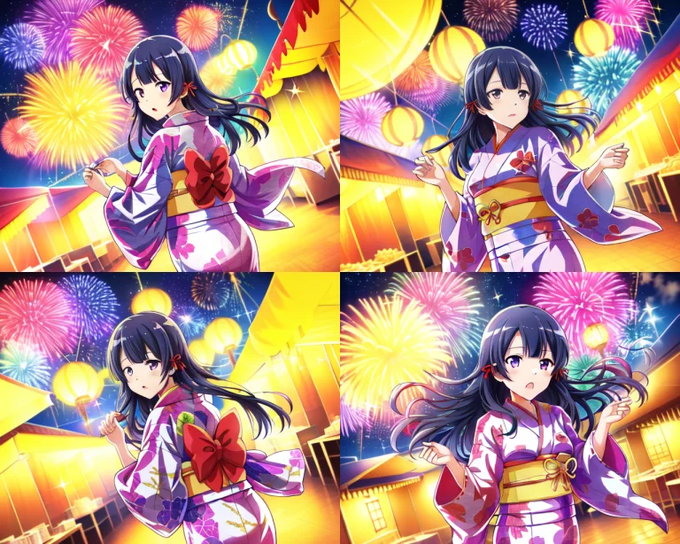 Tomoetamaostarlight,tomoetamaoyukata,1girl, Aerialfireworks,...