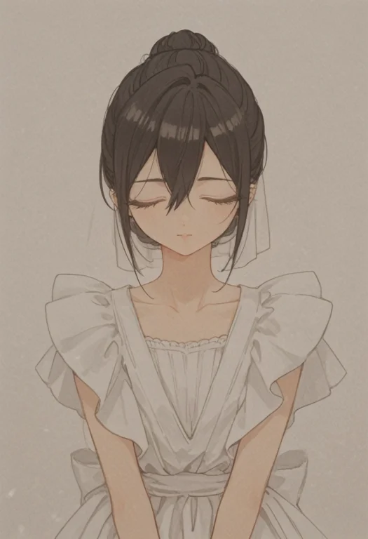 1girl, Solo, Black Hair, Hair Between Eyes, Closed Eyes, Hai...