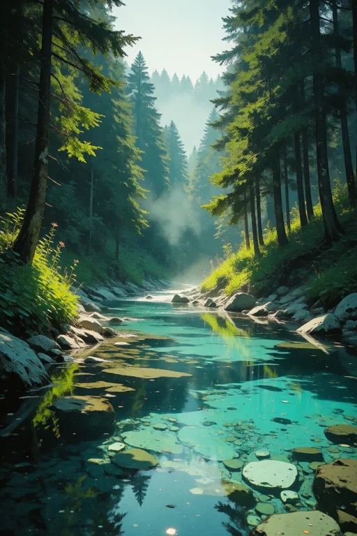 Nature, A Vertical Nature Photograph Of A Calm, Crystal-clea...