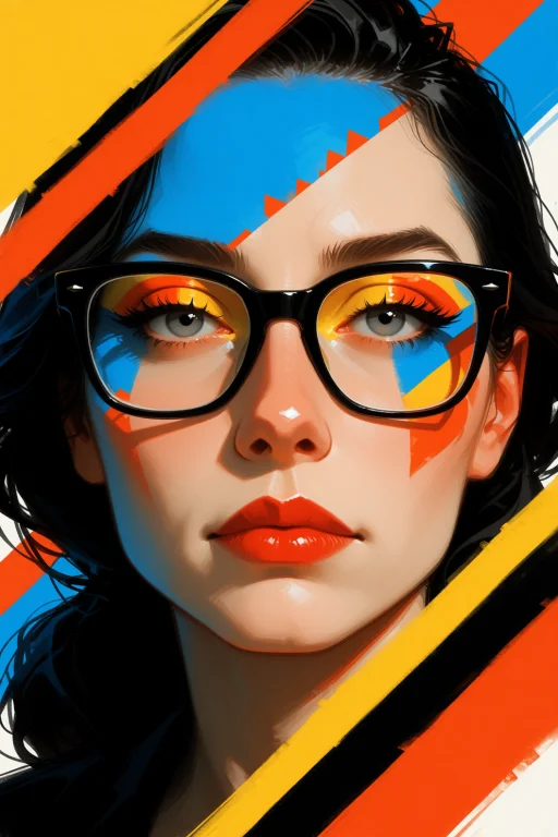 A Stylized Portrait Features A Fair-skinned Woman With Grey...
