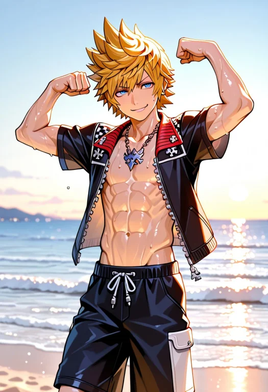 Masterpiece, Best Quality, Roxas, 1boy, Male Focus, Solo, Bl...