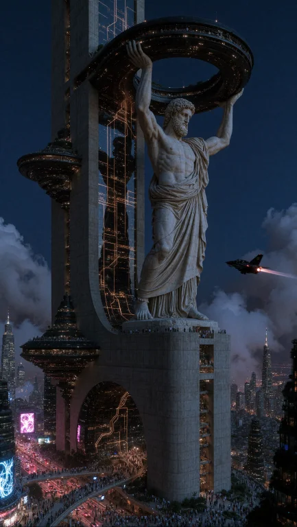 Cinematic Aerial View At Blue Hour Sweeping Across A Vast Fu...