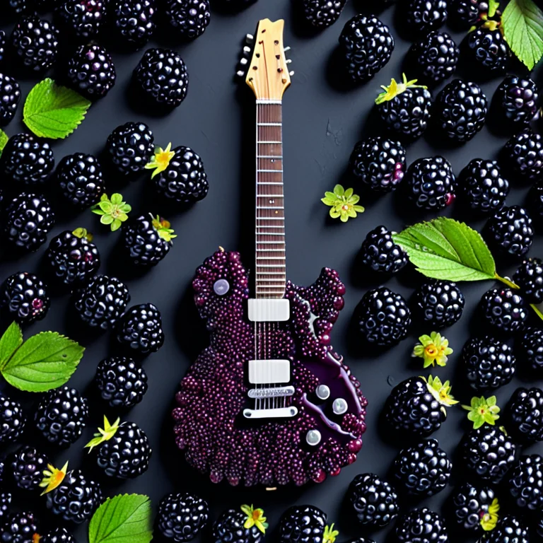 Blackberryworld, An Electric Guitar Lying Flat On A Dark Flo...