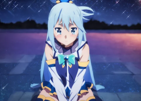 Axel Aqua, Crying, On Her Knees, Close-up Night Stars Sparkl... — Stable Diffusion AI Prompt: Axel; Aqua, crying, on her knees, close-up; night; stars; sparkle;
