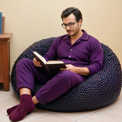 Blackberryworld, Safe, Safe For Work, Indoors, Bean Bag Made... — SDXL AI Prompt: blackberryworld, safe, safe for work, indoors, bean bag made of blackberry skin,...