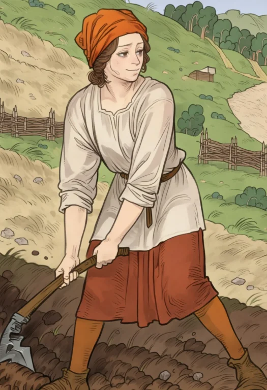 Realistic, House, Fence, Shovel, Tree, Outdoors, Old Woman,...