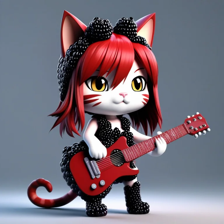 A 3d Chibi Anime Red Hair Cat Girl Playing Blackberryworld G...