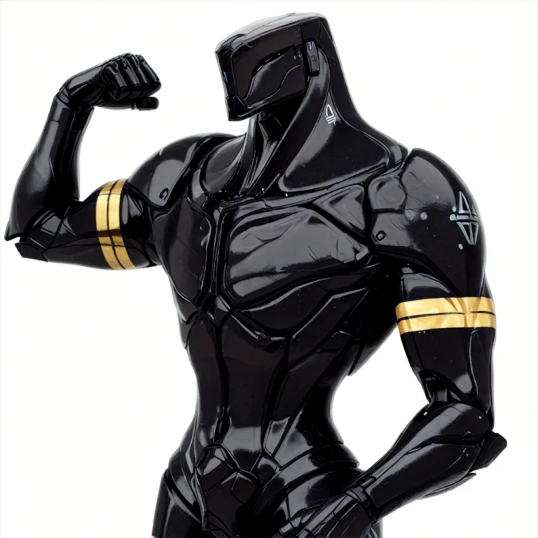 Valkbot,robot,dark Body, Muscular,flexing,white Background,s...