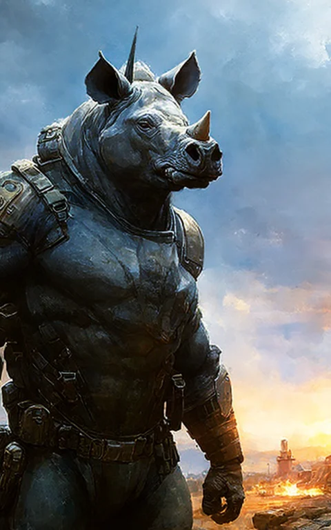 Fkingscifiv2, Standing Werecreature Warthog Soldier In Front...
