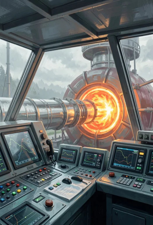A Control Room Overlooking A Fusion Reactor Core, Expressive...