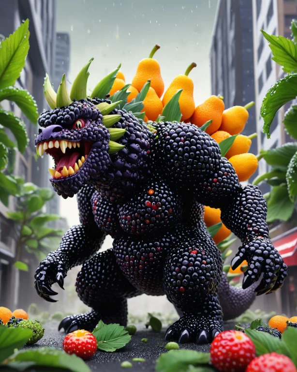 Blackberryworld Giant Kaiju Monster Roaring Over A Tiny City...