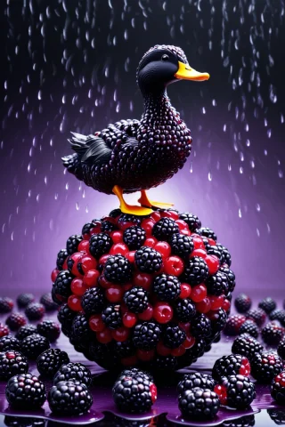 Tiny Duck Jumping On A Big Red Ball, Scenery, Surreal.. Blac... — SDXL AI Prompt: tiny duck jumping on a big red ball, scenery, surreal.. blackberryworld. made of...