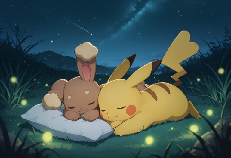 Pikachu, Buneary, Pokemon, Duo, Full Body, Closed Eyes, Outd...