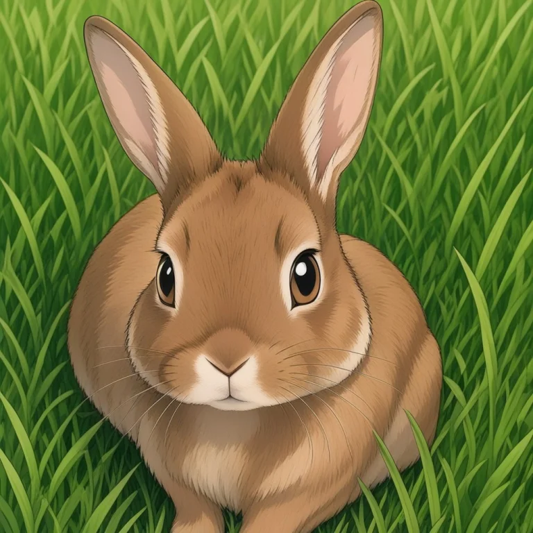 Chahamanstyleanime, Rabbit, Close Up, Grass
