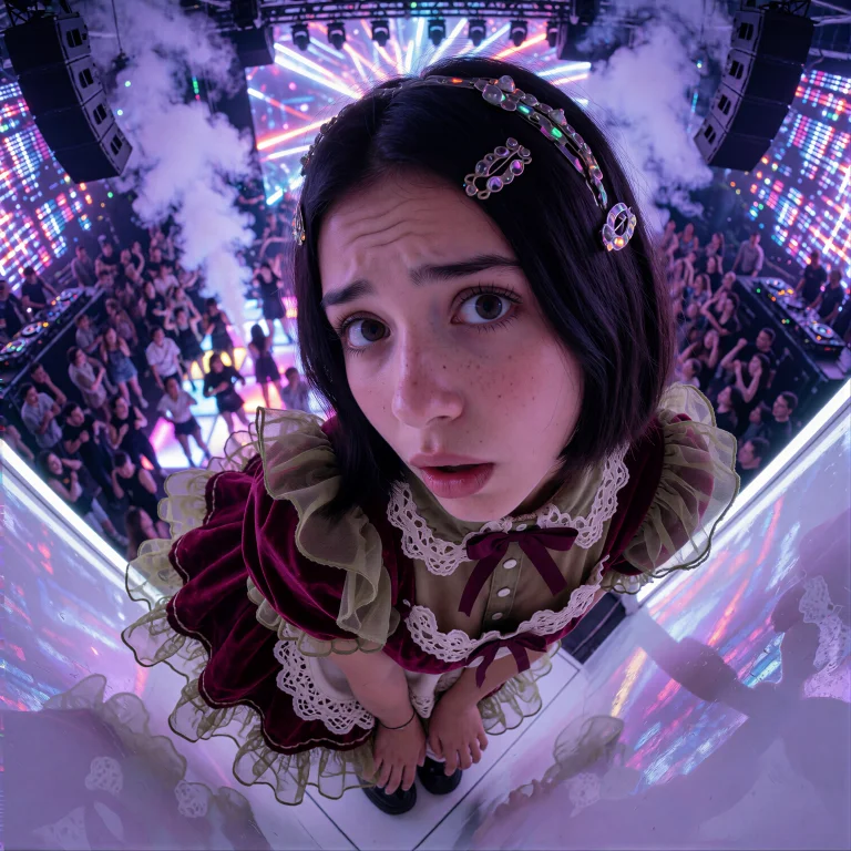 Photorealistic Portrait From A Dramatic Ceiling-down Perspec...