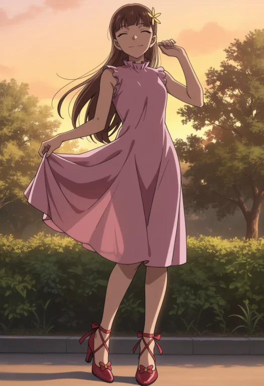 Dckakuraikayoko, 1girl, Solo, Long Hair, Brown Hair,red High...