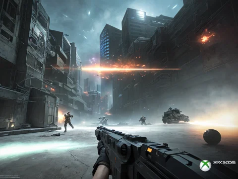 Generic Third - Person Shooter, Sci - Fi Third - Person Shoo... — Stable Diffusion AI Prompt: generic third - person shooter, sci - fi third - person shooter on the og xbox,...