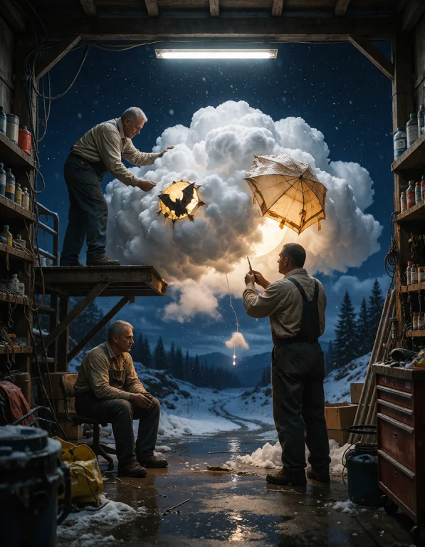 Create An Original Vertical Composition Depicting A Cloud-re...