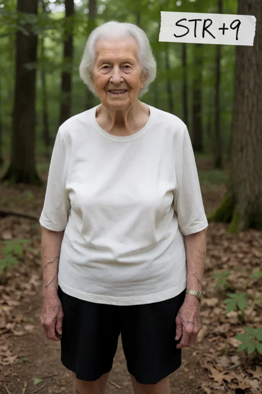 An American Female Wearing A White Shirt And Black Shorts St...