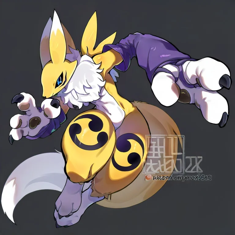 Renamon, Digimon, Furry, Yellow Fur, White Fur, Solo, Furry...
