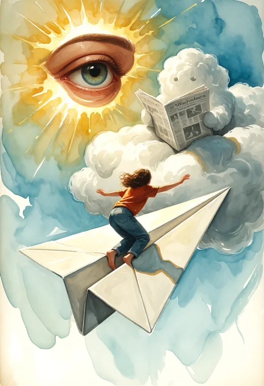 A Whimsical Surreal Watercolor Painting With Smooth, Flowing...