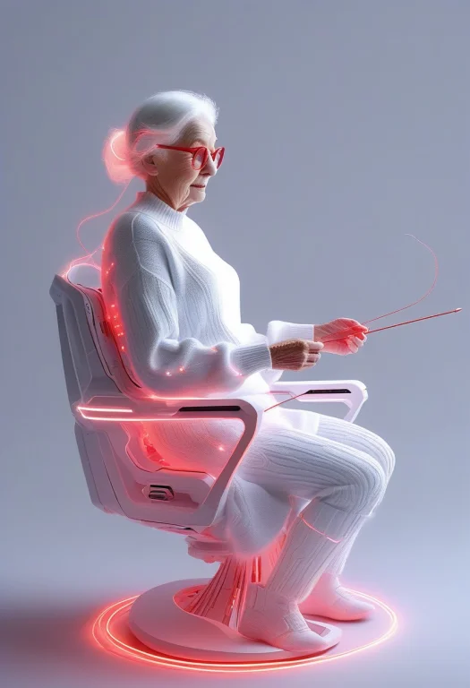 Whiteember, A Sweet Grandma In A Futuristic White Tech Rocki...