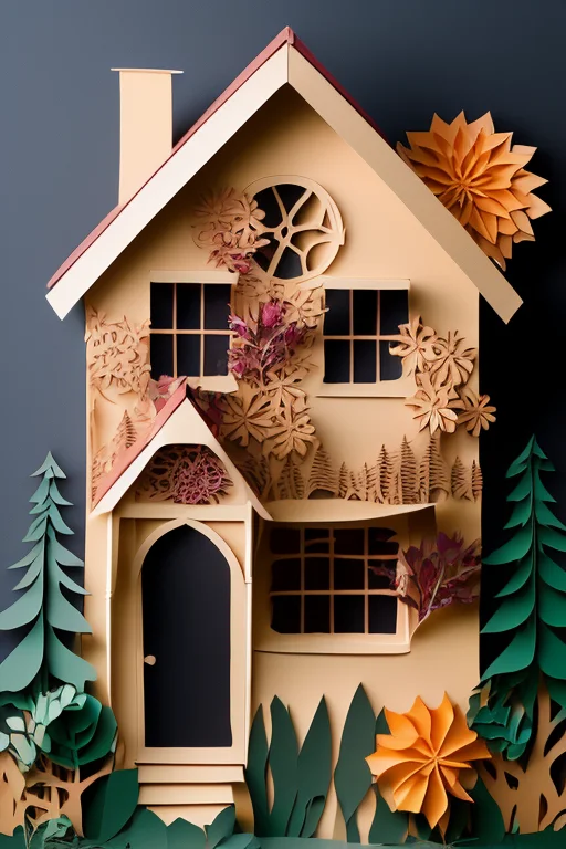 A Digital Art Of An House In A Rz-shear Art Style