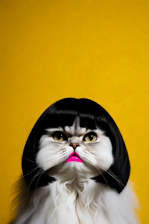 A Minimalist, High-contrast Studio Portrait Captures A Fluff...