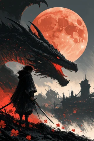 Midjourney A Dark Anime Illustration Featuring A Warrior Wit... — Stable Diffusion AI Prompt: midjourney a dark anime illustration featuring a warrior with long black hair st...