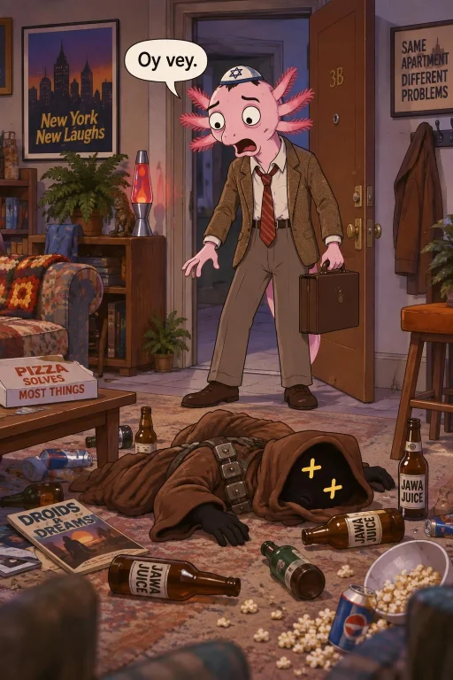 A Hilarious 1980s Sitcom-style Scene In 2d Cartoon Inside A...