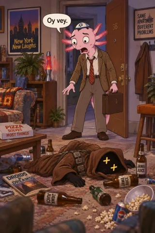 A Hilarious 1980s Sitcom-style Scene In 2d Cartoon Inside A... — Stable Diffusion AI Prompt: A hilarious 1980s sitcom-style scene in 2d cartoon inside a slightly messy apart...