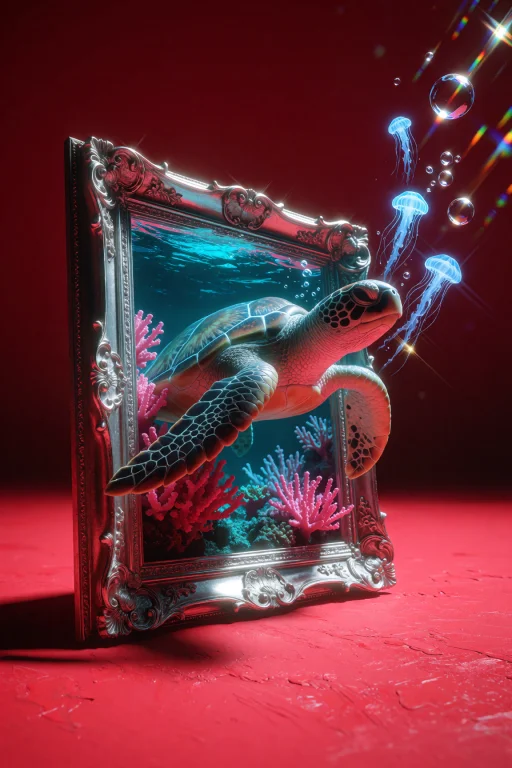 A Striking Surrealist 3d Fine-art Installation Render Set In...