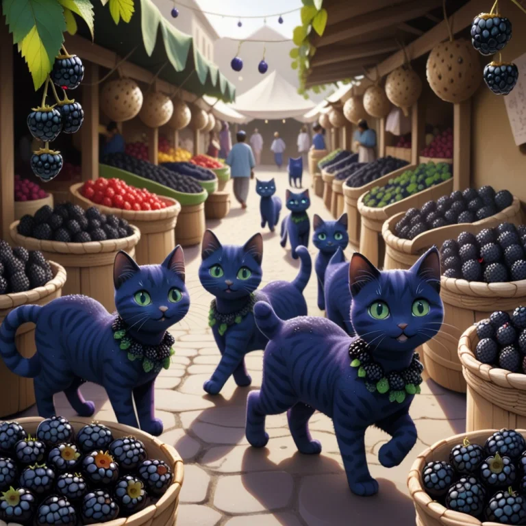 A Market Bazaar With Blackberry Cats Running The Stalls, Dee...