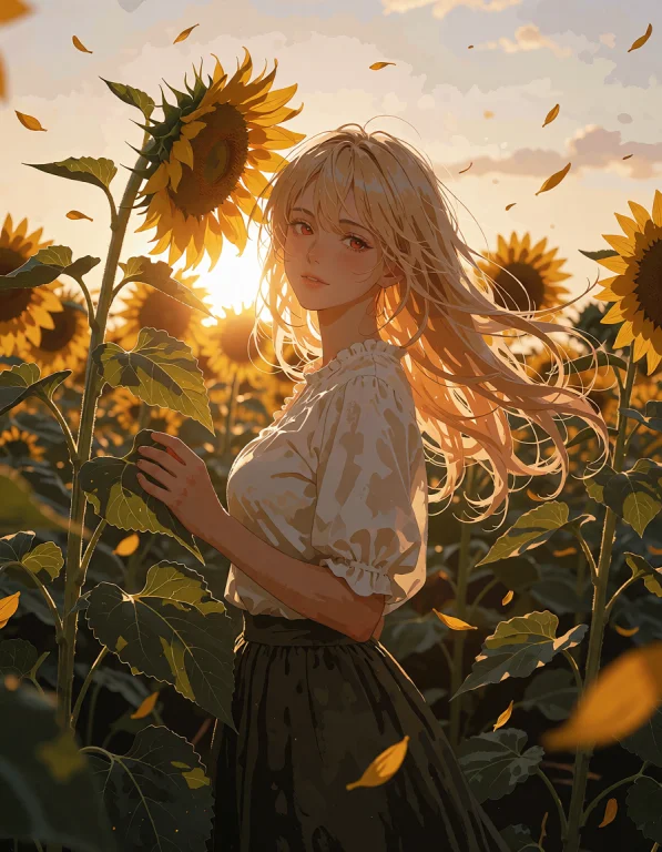 An Anime Illustration With Soft Cel Shading And A Painterly...