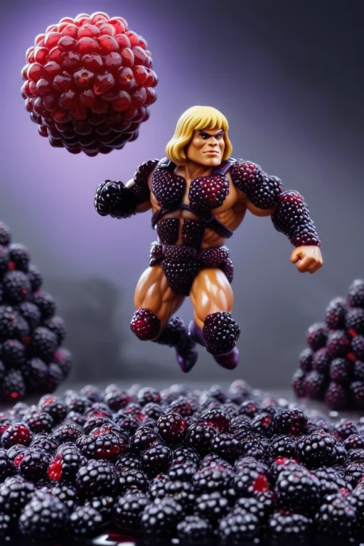 Tiny He-man Jumping On A Big Red Ball, Scenery, Surreal.. Bl...