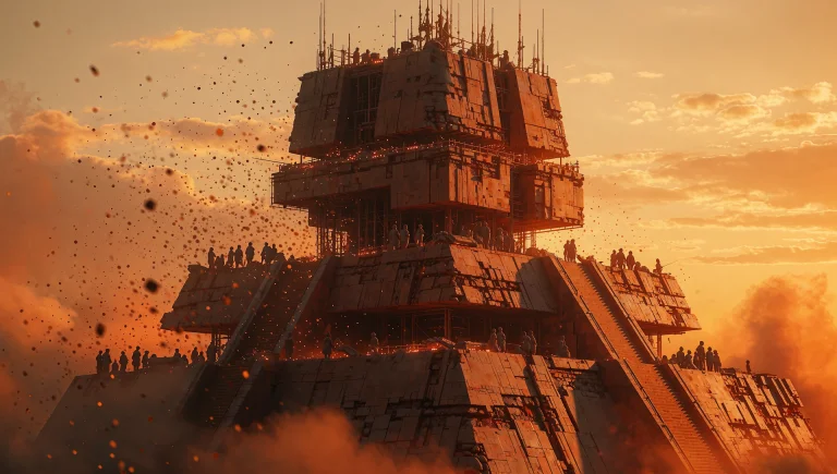 This Is A Digital Cgi Image Depicting A Towering, Ancient-lo...