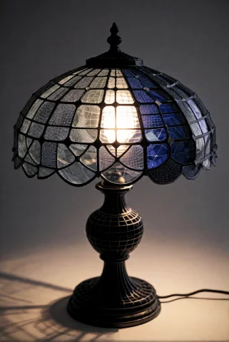 3dworld , A Stained-glass Style Table Lamp Whose Glass Is Tr... — Stable Diffusion AI Prompt: 3DWorld , a stained-glass style table lamp whose “glass” is translucent layers o...