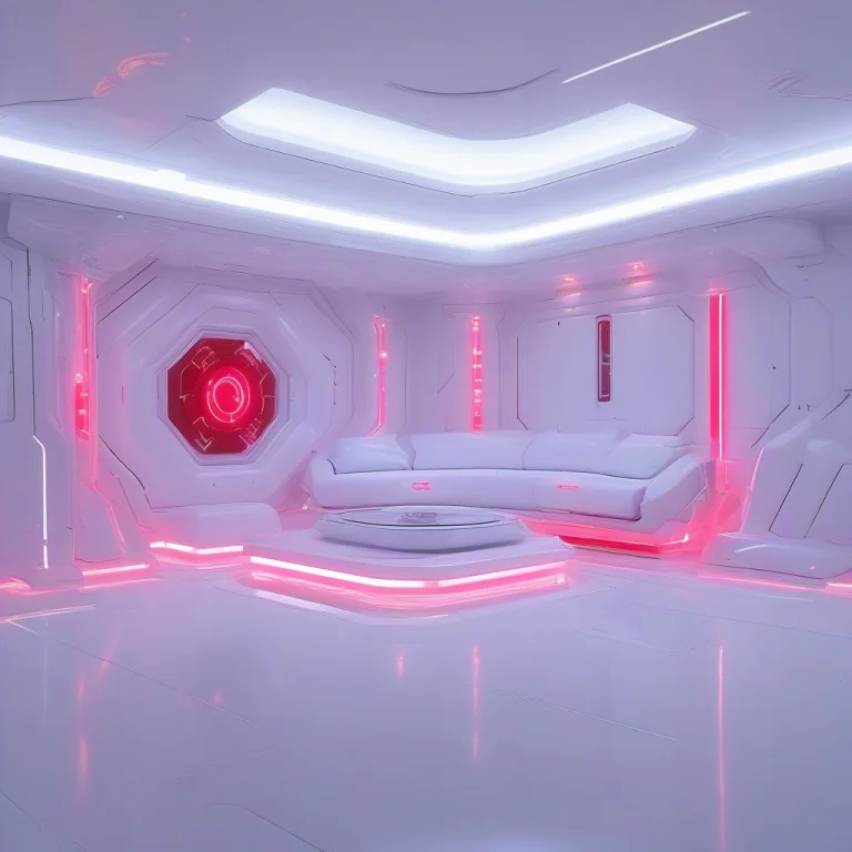 Witch House Made Of White And Whit Red Glow, Standing In A F...