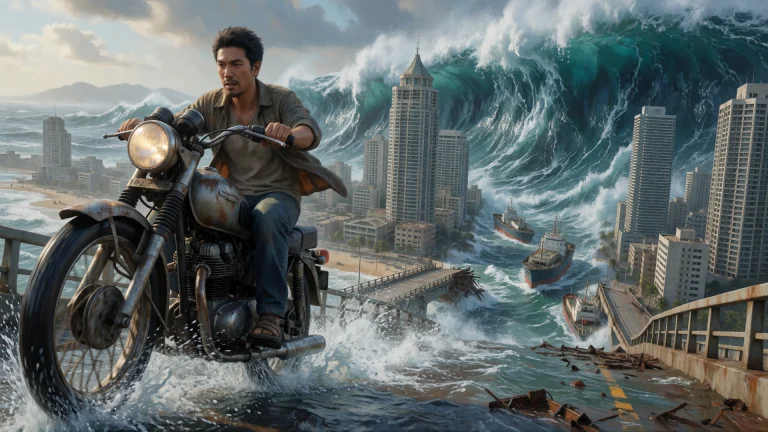 3d, Oil Painting, One Scene , On Camera Angle, A Man Drives...