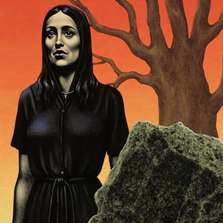 This Is A Digital Illustration In A Stylized, Almost Surreal...