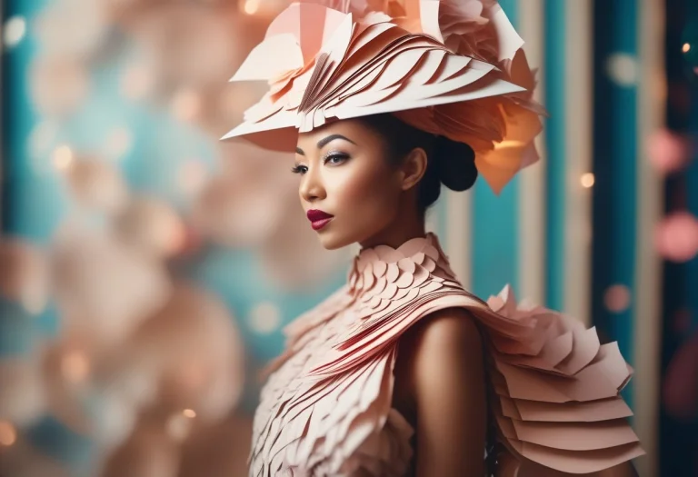 An Avant-garde Outfit Built From Folded Paper, Cinematic Pho...