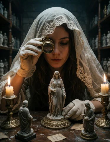 Create A Photorealistic Scene Centered On An Adult Collector... — Stable Diffusion AI Prompt: Create a photorealistic scene centered on an adult collector of enchanted figure...