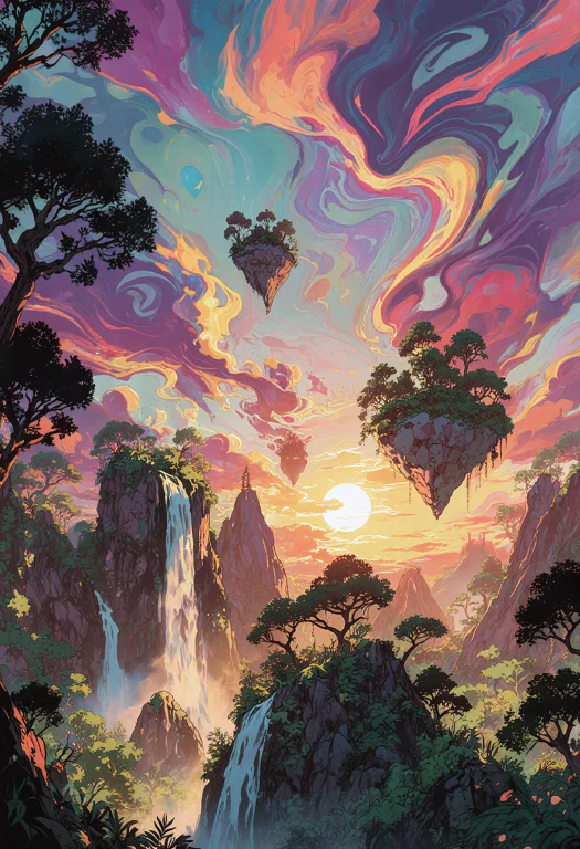 Anime Art, Ethereal Sky Garden. This Captivating Piece Featu...